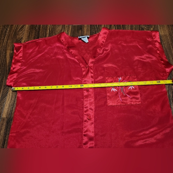 Inhibitions Satin Nightie Nightgown Red Floral SZ LG - Picture 4 of 9